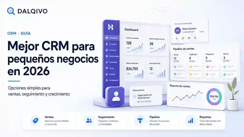 Portada DALQIVO de mejor CRM para pequeñas empresas en 2026.